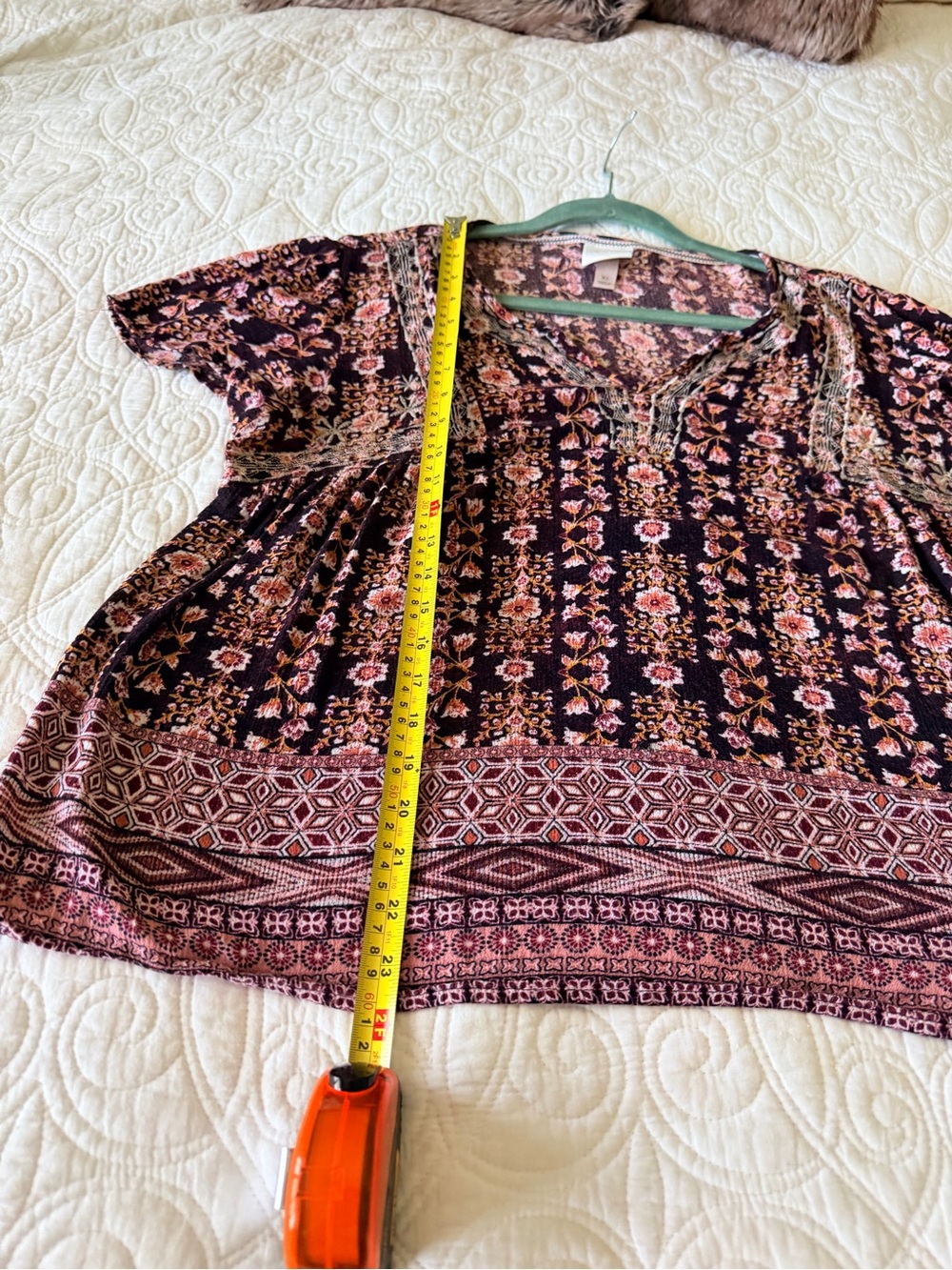 Knox Rose XL Floral Boho Blouse Short Sleeve EUC - Picture 6 of 6